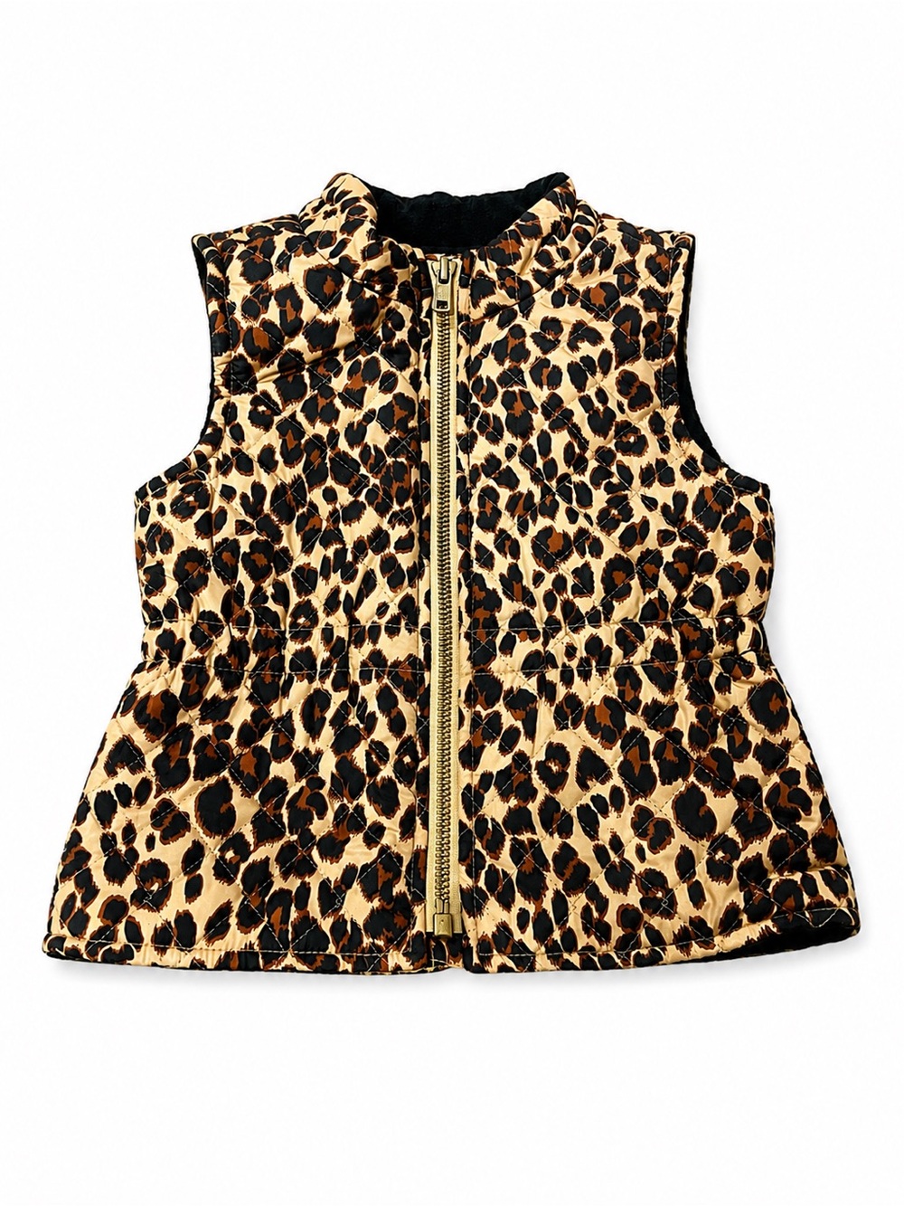 Old Navy Leopard Print Zip-Up Vest in Black and Tan